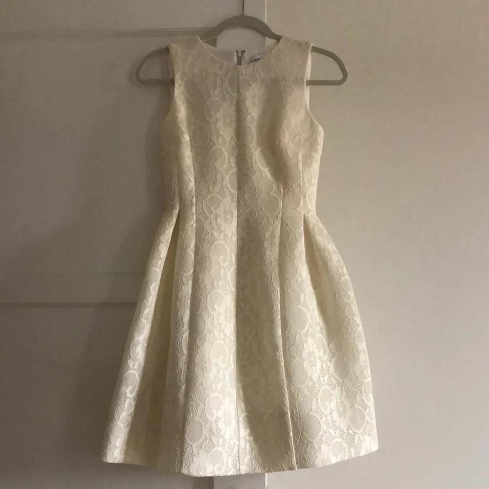 Calvin Klein Brocade White Lace Dress - Picture 1 of 11